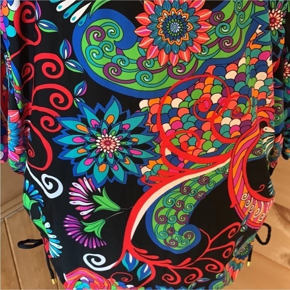 Swim Systems Collection paisley print swim coverup with ruched sides Size S / M